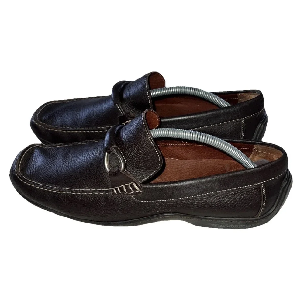 Donald Pliner Eleo‎ I08 Brown  Leather Mens Loafers Stitching Size 11M 11